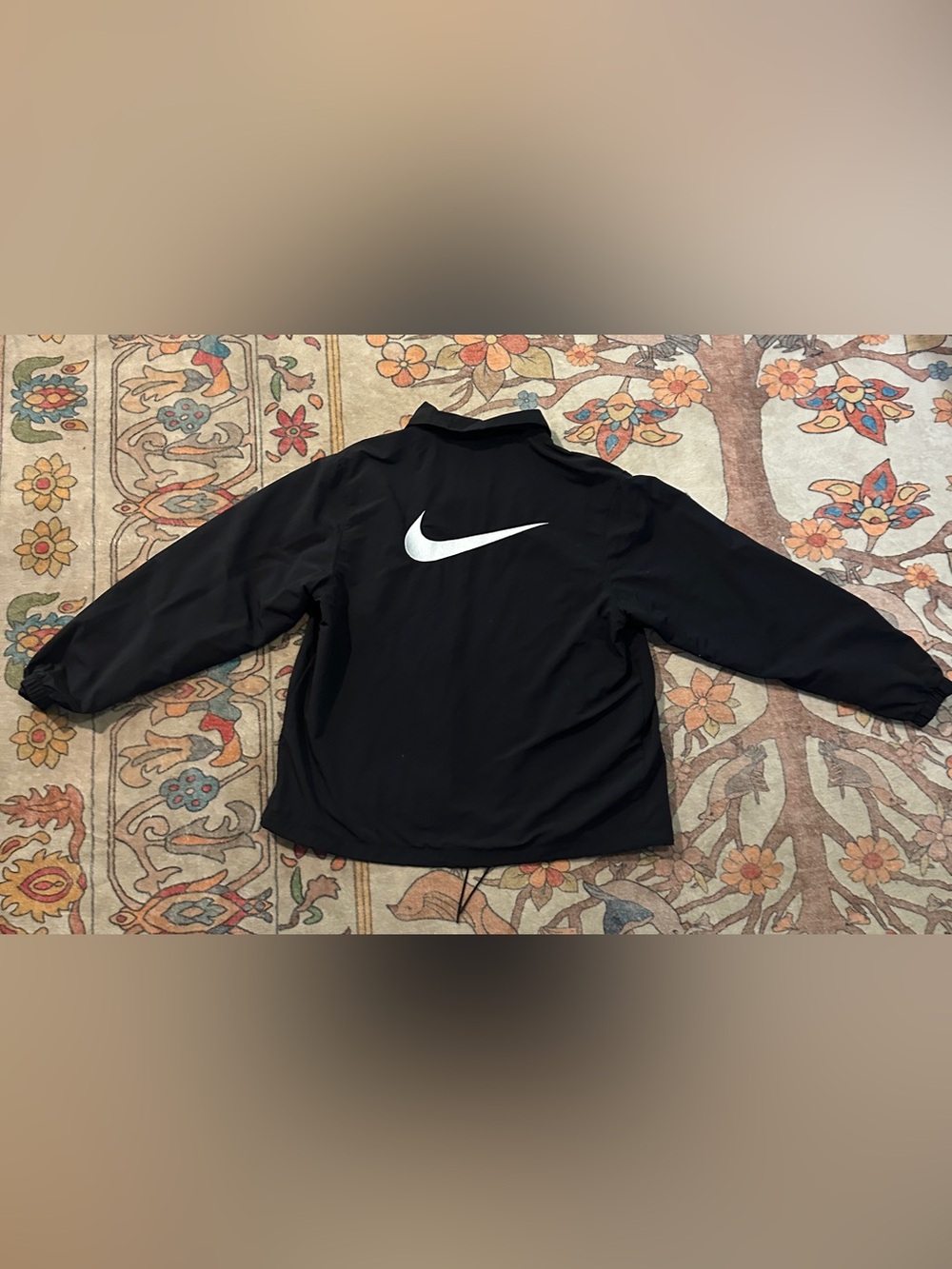 Nike Black Jacket with White Swoosh Logo on Back Men Size S Women’s  size  L